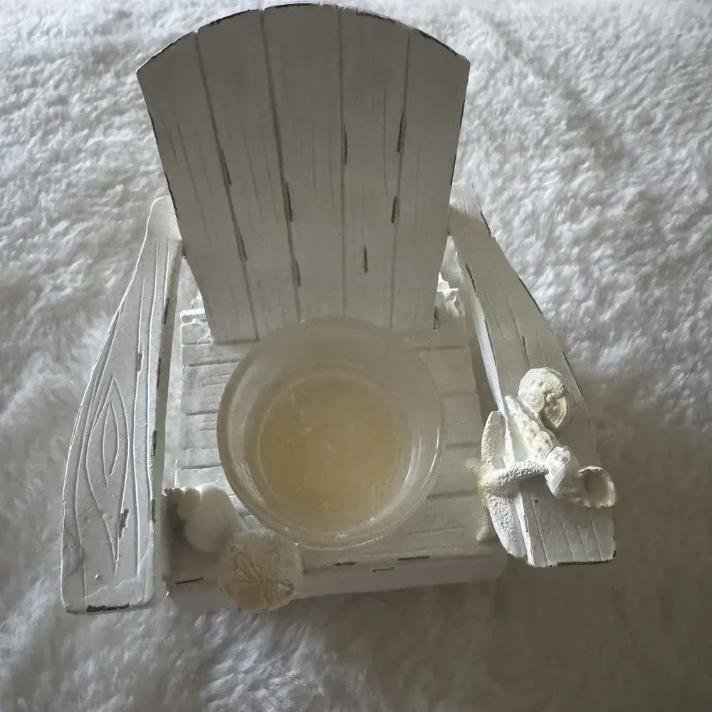 Yankee Candle White Distressed Adirondack Chair Tea Light Holder Beach Aesthetic